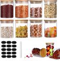 200ML  Small Glass Storage Jars with Bamboo Lids  Set of  12, Airtight Storage Canister with Labels and Chalk Marker, Food Cereal Storage Containers for Home Kitchen Tea Herbs Pasta Coffee Flour Herbs …. 