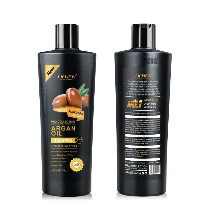 Lichen Argan Oil Shampoo for Dry Hair 400ML - Sulfate Free Shampoo for Damaged Hair and Frizz with Argan Oil for Hair - Volumizing Shampoo for Hair Shine and Volume Featuring Ultra Moisturizing Natural Oils (Pro Collection)