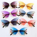 Frameless Crystal Butterfly Sunglasses Vintage Brand Shades for Women Rimless Sun Glasses Bling Diamond Eyewear. 