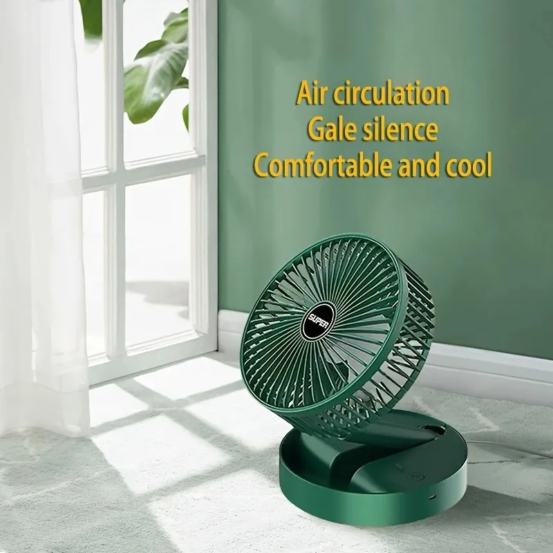 New Portable USB Rechargeable Fan with Telescopic Design, Adjustable Speed, and Long Battery Life - Silent Desk/Floor Fan for Office and Home