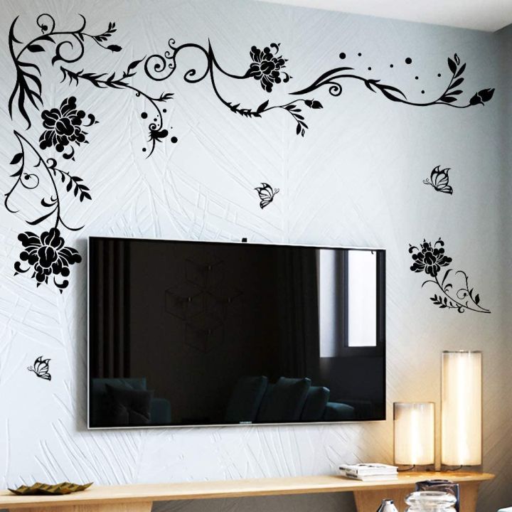 Flowers%20Vine%20Wall%20Decals%20Black%20Flower%20Wall%20Stickers%20Butterfly%20Floral%20Wall%20Decor%20Removable%20Vinyl%20DIY%20Home%20Wall%20Art%20Stickers%20for%20Bedroom%20Living%20Room%20Sofa%20Backdrop%20TV%20Wall%20Decoration%20-%20Image%204