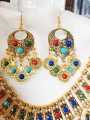 Afghani Jewelry Set – Colorful Handmade Gold-Plated Necklace, Earrings with or without Tikka for Women, Traditional Set. 
