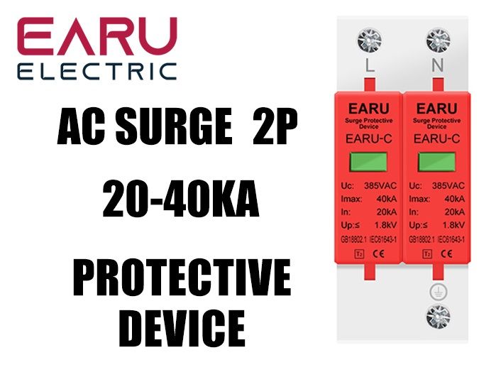 Surge Protector Device AC SPD Original EARU 20 kA - 40 kA 385 Volt Lightening Arrestor Natural / Sky Lightening Protector