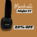 Marshall Major IV Wireless Bluetooth Headphones - 80H Battery Life, Foldable Design, Over-Ear, Classic Style. 