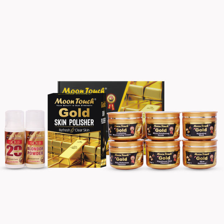 Moon Touch Gold Facial Set – 50ml + Mini Polisher + Free Magic Sponge – Glowing Skin & Hydration