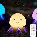 Jellyfish Night Light, Music Clapping Small Night Light, Color Changing Nursery Night Light with Remote Control, Rechargeable LED Jellyfish Lamp, Tap Control with Music Night Lights for Kids Room. 