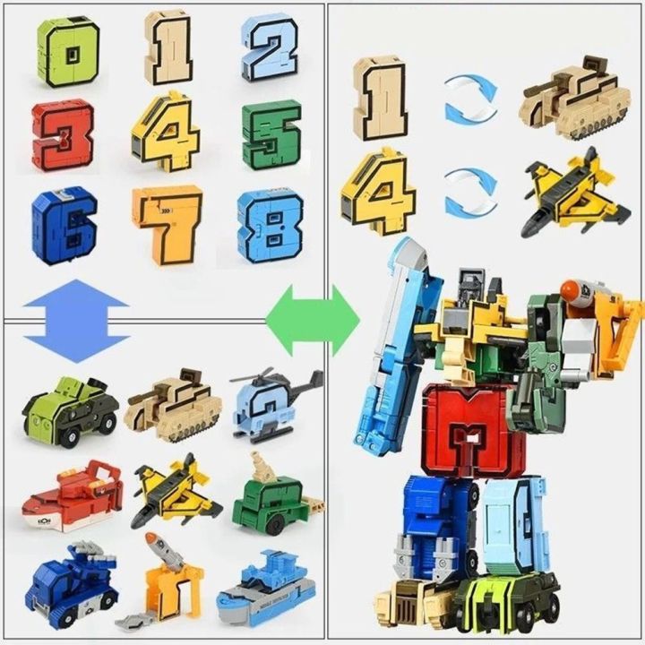 Creative Number Robots Model Deformation Toy Building Block ...