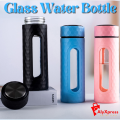 Glass Water Bottle With Resistant Plastic Cover 450ml Heat Resistant Leak-proof  insulated Drinking Water Bottles. 