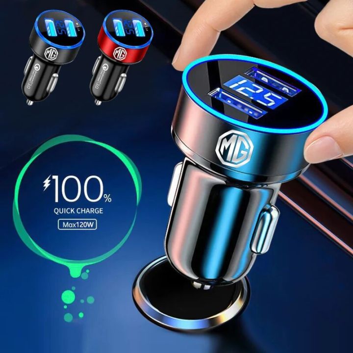 Car Charger For Cigarette Lighter Dual USB Digital Display Fast Charging For MG HS ZS MG6 MG5 EHS MG3 MG7 GT GS Hector ZX EZS