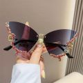 Fashion Sparkling Rhinestone Rimless Butterfly Sunglasses Y2K Women Luxury Brand Vintage Sun Glasses Ladies Eyewear gafas de sol. 