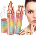 2-in-1 Rechargeable Facial & Eyebrow Hair Trimmer – Painless, Portable, LED Precision Epilator for Women. 