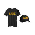 Customized Text T shirt and cap. 