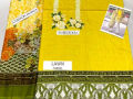 Elegant Embroidered Yellow Lawn Dress with Chiffon Dupatta. 
