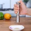Pakistan Retail Store 1 Pc Mini Pepper Mill Premium Tall Premium Stainless Steel Salt Shaker Push-Button Manual Glass Salt and Pepper Thumb Press Set Machine for Grinding Black Pepper Grinder with Adjustable Ceramic Mechanism (Silver). 