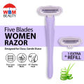 WBM Soft Women Body Razor | 5 Blades Razor for Women with Extra Refill Blades | Flexible & Replaceable Women Razor. 