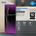 Haier 16 Cu Ft/Digital Inverter/HRF-438IFPA (Fresher & HCS Technology+Digital Control Panel+Turbo Fan+4 Temperature Sensors+ABT Technology+Inverter Compressor+Glass Door) Purple Colour Refrigerator/10 Years Warranty. 