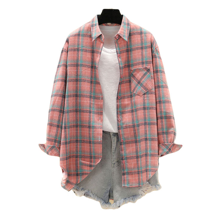 Plaid shirt women 2020 new Korean style all-match blouse loose long sleeve shirt
