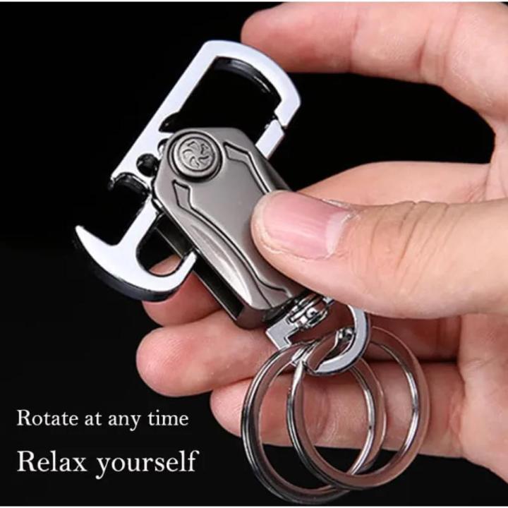 Keep Working Fidget Cube Keychain Car Key Holder 360-degree Rotating Keyring Zinc Ally Bottle Opener