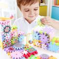 Electric Building Block Gear Toy Set 83 Pcs DIY Plastic Brick Toys Colorful Building Block Large Particle Electric Gear Rotating Assembly Block Children Early Education Puzzle Fun Learning Blocks Gift for Kids Boys, Girls and Toddler. 