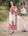 3Pc Party Wear Embroidered Suit For Women Summer Cotton Silk Fabric Wedding Formal Style Multiple Color. 