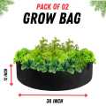 kiyari / circular 12 x 36  Grow Bags Heavy Duty for Plant/Vegetable/Herb/Fruit Breathable without handles. 