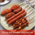 (Pack of 6) Reusable Flat Barbecue Skewers Set with Wooden Handle. 