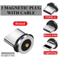 Original AOJI Cable Branded Degree Rotate Round Best Quality Magnetic Charging Cable Pin For Magnetic Charing Cable Android / Type C / iiphone 3 in 1 Magnetic Charging Cable with LED for Micro- USB , IOS & Type-C devices Nylon Braided 3 in 1 Cable for IPH. 