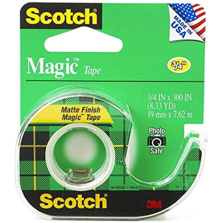 3M - Scotch tape - Magic Tape with Dispenser - photo safe - made in USA - matte finish - 19mm x 7.62m - single pc