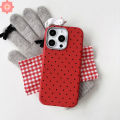 Fashion Cute Wave Point Dot Funny DIY 3D Doll Cat Couples Case Compatible for IPhone 16 11 15 14 13 12 Pro Max XS XR X 14 16 15 Plus Max Luxury Leather Texture Soft Case. 