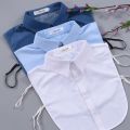 【KuaKe Mall】Denim Men Fake Collar Shirt Fake False Collar Men Blue Male White Detachable Shirts Nep Kraag Neckwear. 
