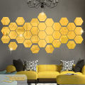 EVENTO Acrylic Mirror Hexagon | 3D Acrylic Wall Decoration Items for Home Decore and Living Room | Room Decoration Items for Wall Decor Ideas | Mirror Sticker for Bedrooms and Offices and for Gift Items | Silver Golden Black Hexagon Wall Stickers & Decals. 