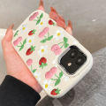 DEL for Redmi 13C Xiaomi Poco C65 Back Cover Clay Strawberry Cherry Pattern Phone Case Soft Silicone Luxury Silver Edge Lens Mobile Cover. 