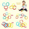 Baby Toys Rainbow Circle Chain Ring Teether Teething Toys Kids Bed Hanging Accessories Gift,6 pcs. 