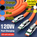 120W 6A Fast Charging Data Cable | Type-C | Micro-USB | For All Smartphones | Data Transfer | With LED Light | Silicone Cable | Type-C Cable & Micro-Usb Fast Charging Cable. 