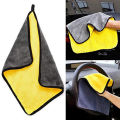 MICRO FIBER CLOTH DOUBLE SIDE  IMPORTED TOWEL - YELLOW AND GREY 40*40 cm. 