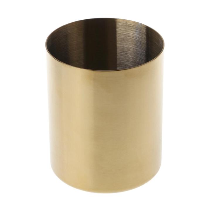【FUN LIVE】 Golden Pen Pencil Pot Holder Container Organizer Home Desk Stationery Decor DXAB