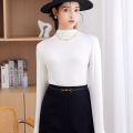 Modal bottoming shirt Long-SleeveTT-shirt Women's Autumn and Winter New Half Turtleneck Large Size Slim Fit Inner Wear Solid Color Thin Top. 