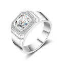 [ New ]MJZ034 Men's Artificial Diamond Ring Square Diamond Huamao Arm Inlaid Tyrant Men's Diamond Ring Trendy Men's Wide Version Big Ring. 