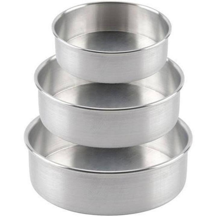 cakepan cake mold set 3 pieces silver color 6,7,8 inches cakepan silver color
