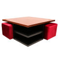 Bernard Center Table (Wooden Top) with two Poufs. 