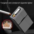 Cigarette Case With Rechargeable Lighter - Portable USB Rechargeable Electric Lighter + 20 Cigarette Case Flameless / Windproof Lighter. 