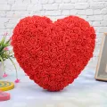 Elegant Rose Heart-Shaped Pillows for bathroom Decor - Soft Chenille Fabric, Unisex, New for gift. 