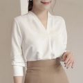 Trendy Cross Neck Shirt elegant design long sleeved top Cotton shirt For Womens and Girls. 