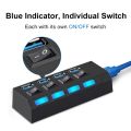 USB 3.0 Hub 5Gbps High Speed Multi USB Splitter 3 Hab Use Power Adapter 4/7 Port Multiple Expander Hub With Switch For PC Laptop. 