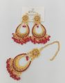 Artificial Golden Ear Rings With Beautyfull Tika New Pearl Latkan Style New Look Long Lasting Polish For Beautyfull Girls Artical 48973872892. 