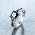 Gift Cubic Zirconia Black Red Zircon Ring Luxury Vintage Gemstones Stone Ring Chunky Rectangular Exquisite Engagement Ring Women. 