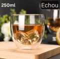 Echou Double Wall glass 250ml Coffee Tea Multiple uses Double Wall glass Thermal insulated Borosilicate glass. 