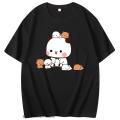 SAKURA Anime Cartoon Panda Bear Bubu and Dudu T Shirt Kawaii Graphic Printed T Shirt Fashion Crew Neck Plus Size T Shirt Women. 