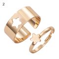 Pack of 2 Golden Moon Rings for Lovers Adjustable Silver Moon Rings for Girls Engagement Gift for Lovers. 