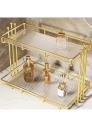 Cosmetics 2 Tier Bathroom Organizer Storage makeup storage perfumes with marble glass plates. 